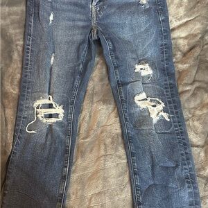 Men’s Distressed Dark Wash Ripped Skinny Jeans - Blue